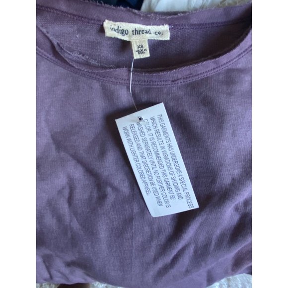 NWT Indigo Thread purple color fade sweatshirt top ruffled sleeve XS RUNS BIG - Picture 4 of 4